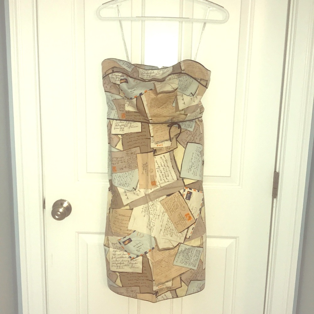 J Crew fun strapless summer postcard dress